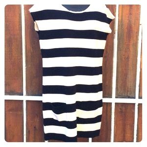 PREMISE BLACK/BEIGE STRIPED SWEATER DRESS XL-NWT